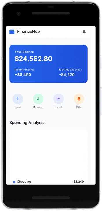 Finance dashboard UI showing data visualization and analytics interface
